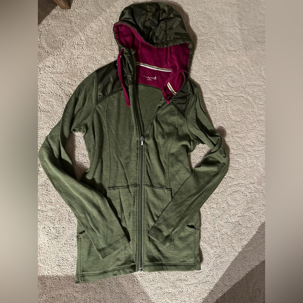Smartwool hooded full zip up merino wool long sleeve  jacket medium